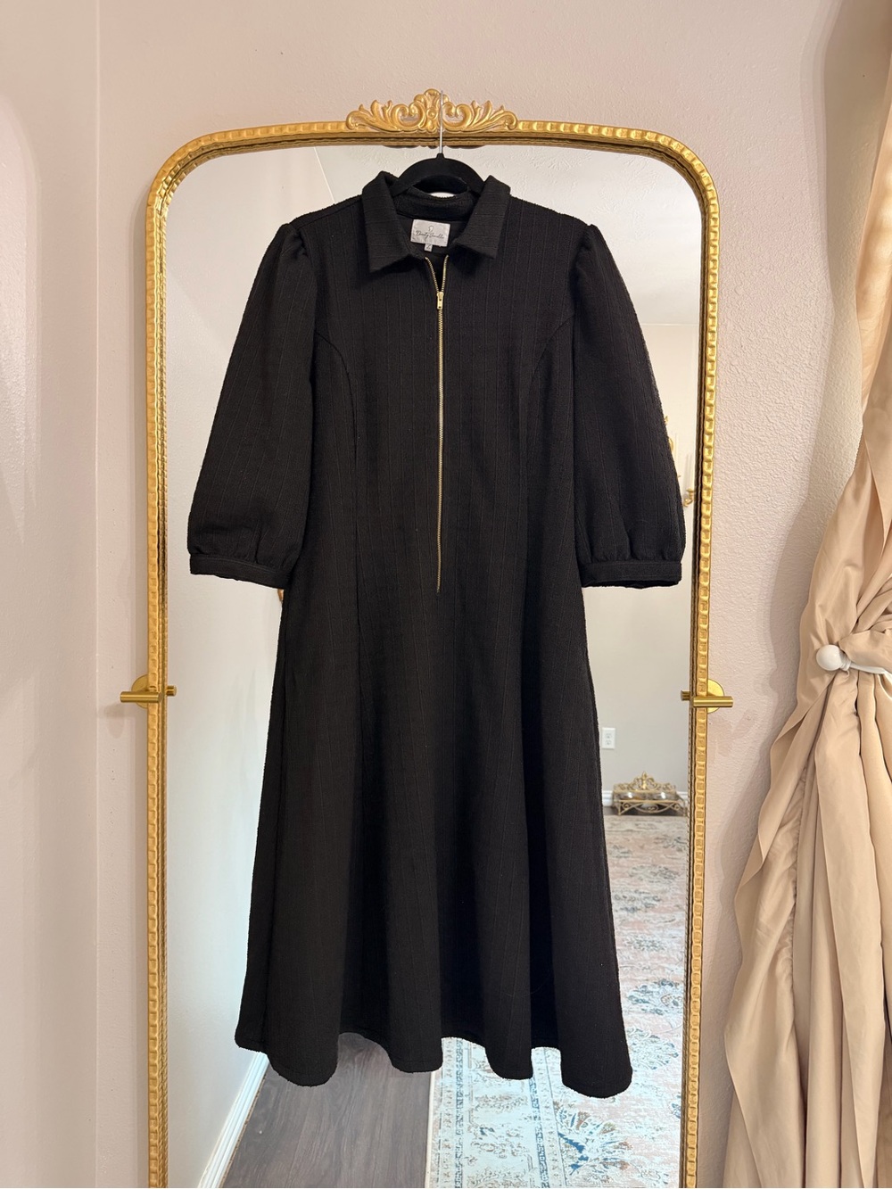 Dainty Jewells Black Midi Dress with Gold Zip